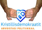 goatse.cx -kuvan kädet Kristillisdemokraattien logon ympärillä. Alla teksti: Kristillisdemokraatit arvoistasi politiikkaa.