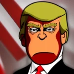 Comic style image of a monkey looking Donald Trump.