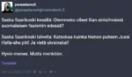 parasetamoli @parasetamoli@mastodontti.fi Saska Saarikoski kesällä: Olemmeko olleet liian sinisilmäisiä suomalaisen fasismin edessä? Saska Saarikoski talvella: Katsokaa kuinka hienon puheen Jussi Halla-aho piti! Ja vielä ukrainaksi! Hyvin menee. Mutta menköön.